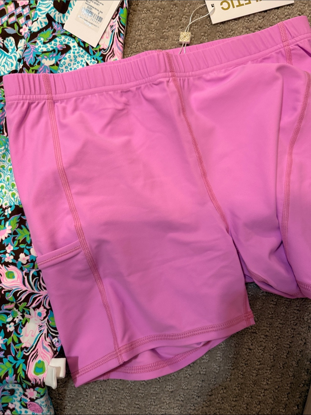 Lilly Pulitzer Pink Multi-Print Sleeveless Dress with Pink Shorts - Picture 4 of 5